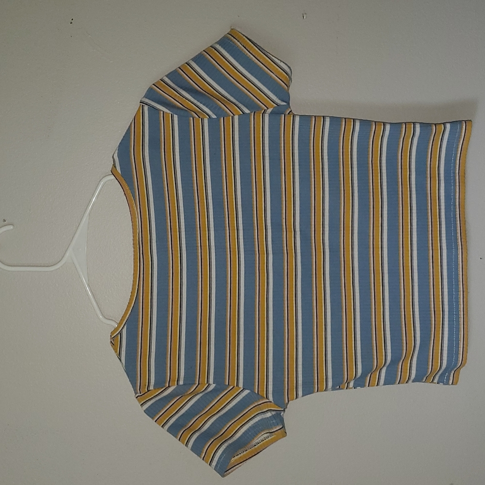 2/$20 | ROMWE | Striped Button Front Ribbed Tee - Picture 7 of 8